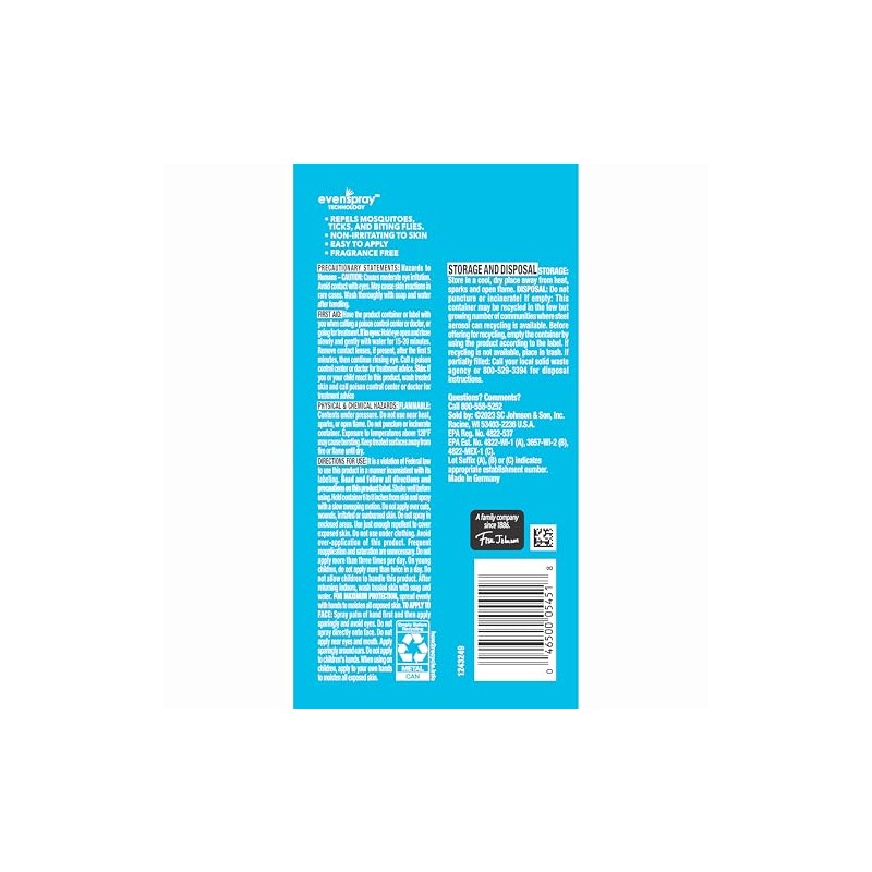 OFF! Insect Repellent Aerosol for Adults & Kids, Fragrance-Free Bug