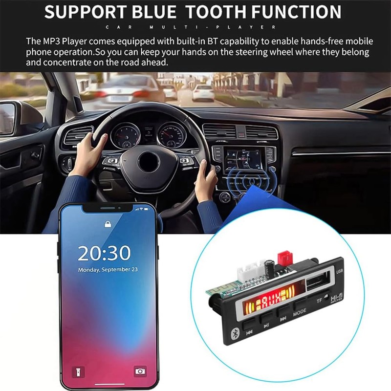 RETROGOO 12V Bluetooth 5.0 MP3 Player Wireless Receiver MP3 Decoder