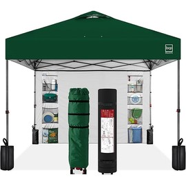 Best Choice Products 10x10ft Easy Pop Up Canopy w/Side Wall, 10 Pockets, Portable Carrying Case, 1-Button Setup, 4 Weight Bags - Forest Green