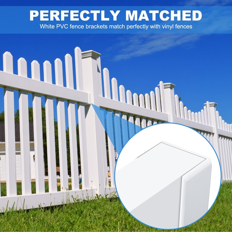 Nuanchu 10 Pack Vinyl Fence Rail Mount Brackets 1-1/2" x