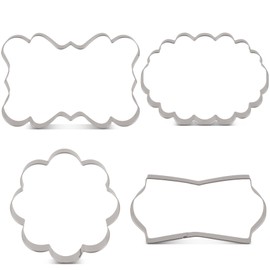 LILIAO Large Frame Plaque Cookie Cutter Set Sandwich Biscuit Cutters, 4-pc, Stainless Steel, by J.Cookies