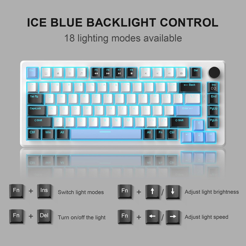 MageGee 75% Mechanical Gaming Keyboard, Compact Blue Backlit Wired Gaming