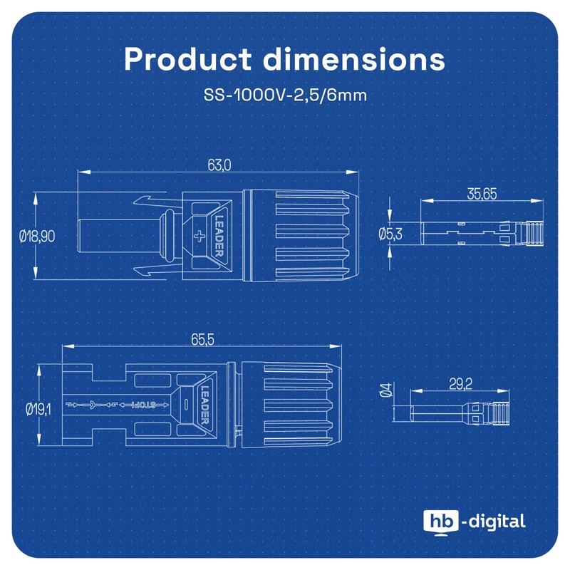 HB-DIGITAL Solar crimp set: 6x solar plugs for solar modules