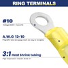 haisstronica 100pcs #10 Yellow Marine Grade Heat Shrink Ring Connectors,12-10