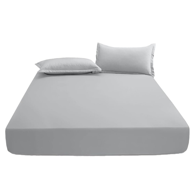 KHIM 100% Cotton 25CM/10inch Deep Fitted Sheet Single, Double, King