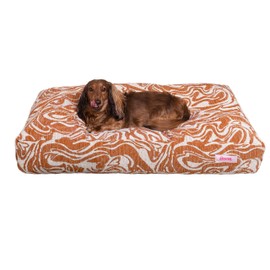 THE LICKER STORE DBD3001B-L Mabel 41" x 25.5" Designer Modern Ultra Soft Reversible Plush Rectangular Pet Bed with Washable Cover, Tangerine Twist