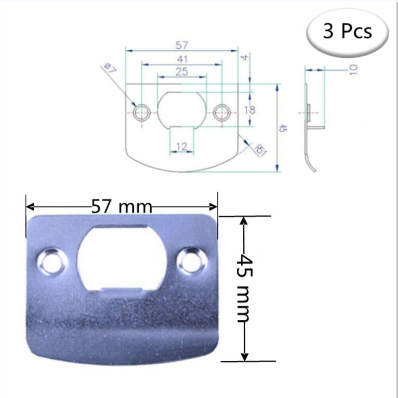 3 Pcs Door Latch Strike Plate D Shaped Striker Keep