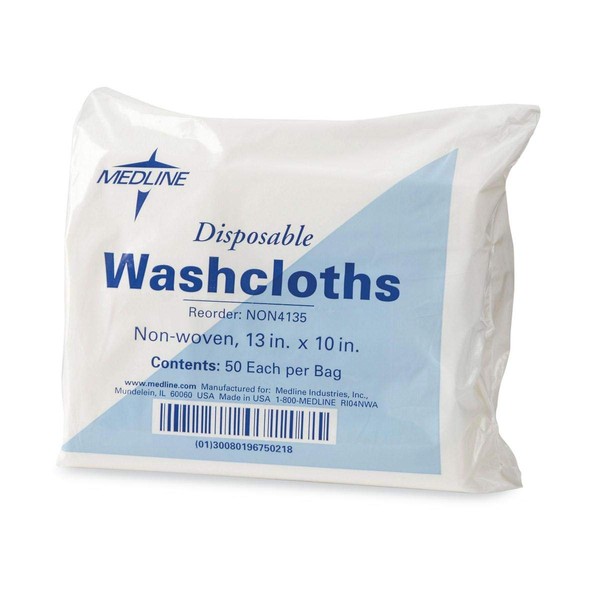 Medline Disposable Washcloths, Soft and Strong for Nursery, Labor, Cleaning, 10 x 13 inches