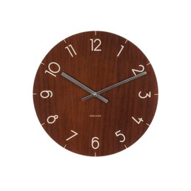 Present Time Small Glass Wood Clock - DARK WOOD