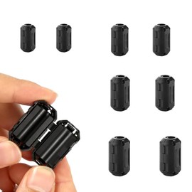 BTtime Ferrite Core Noise Filter, Inner Diameter: 0.14 inches (3.5 mm), Φ0.2 inches (5 mm), Φ0.3 inches (7 mm), Φ0.3 inches (9 mm), 8 Piece Set, Noise Elimination, Patchin Core, Hinged, Abrasion