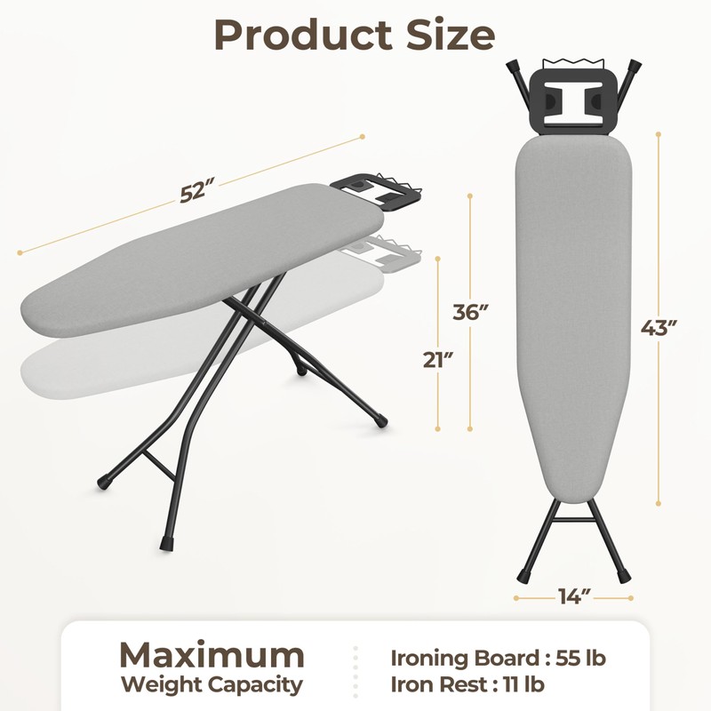Yaheetech Foldable Ironing Board, Heavy Duty Iron Board with 9