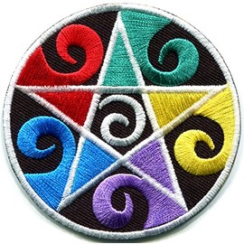 TKPatch Wiccan pentagram pagan pentacle wicca witchcraft embroidered applique iron-on patch new
