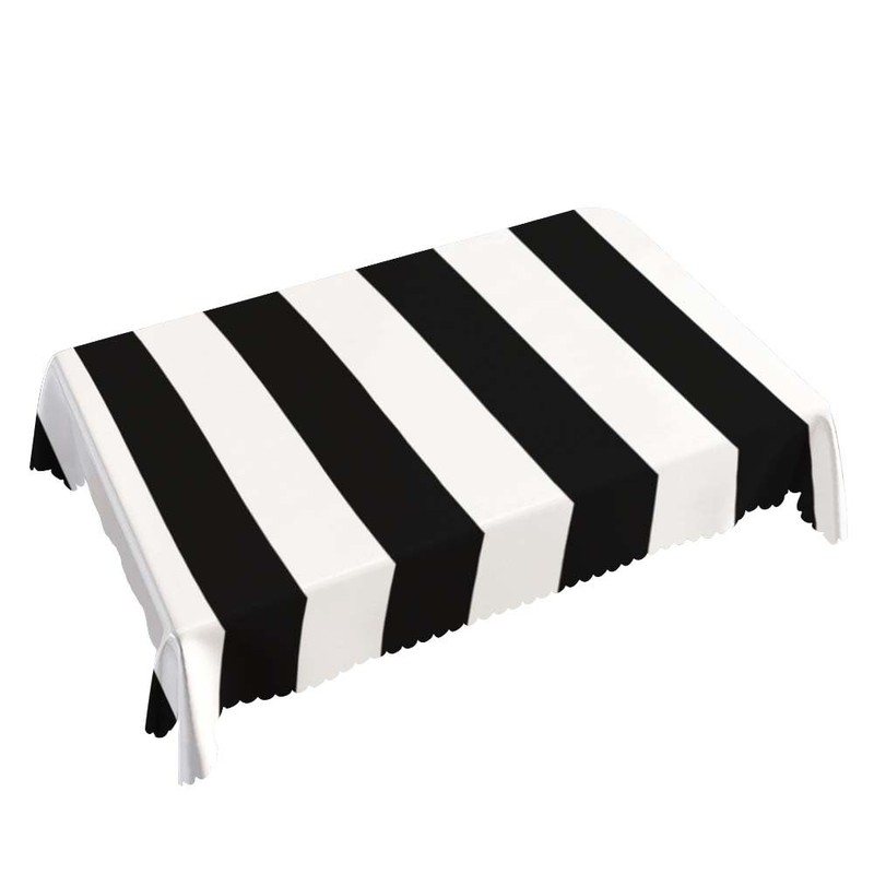Walmsco Tablecloth White Black Stripes Decor For Dining Room Kitchen