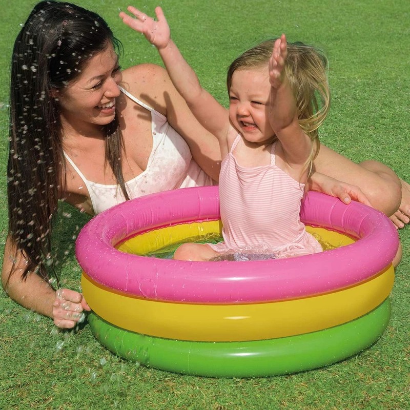 Intex Sunset Glow Baby Pool Inflatable 3 Ring Soft Base