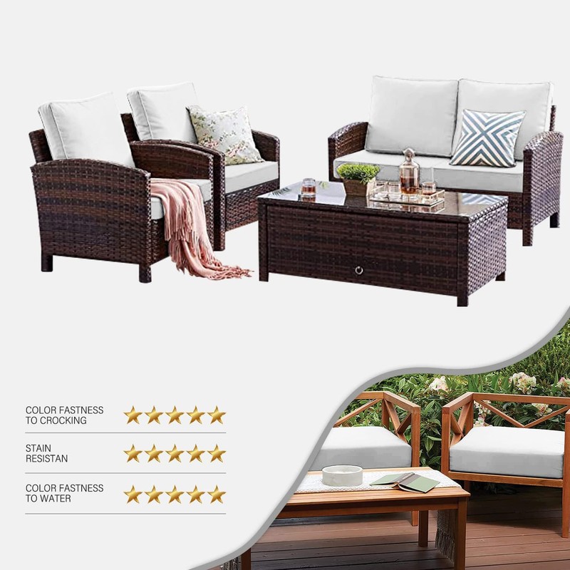 VAKADO Outdoor Patio Furniture Chair Cushion Replacement Covers Set of
