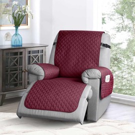 Louis Donne Reversible Warm red Quilted Recliner Chair slipcover Water Resistant Protector Washable Couch Cover with Elastic Straps for Kids Dogs Cats Pets Friendly Home Easy Clean Washable