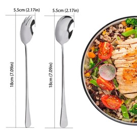Salad Servers Stainless Steel Salad Cutlery Set of 2 Stainless Steel 28 cm Salad Forks Stainless Steel Serving Cutlery Large Serving Spoon Salad Fork Salad Servers Set for Family Restaurant Hotel