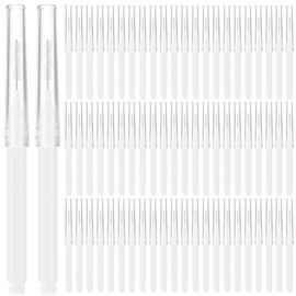 Lallisa 100 Micro Cepillos para Cejas Cepillo para Cejas Laminadas Cepillos de Cejas con Tapa Cepillo de Pestañas Peine Multifuncional Herramienta de Extensiones de Pestañas y Cejas (Blanco)