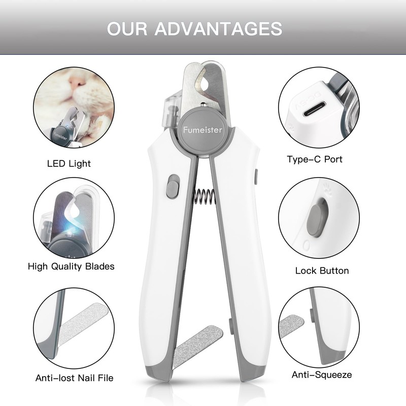 Fumeister Type-C Rechargeable Dog & Cat Nail Clippers - LED