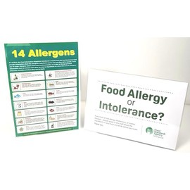 Safer Food Better Business 2 x A4 Laminated Signs - 14 Food Allergens and NEW Food Allergy or Intolerance?