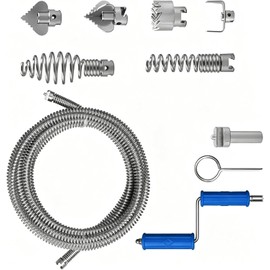 Herramienta de serpiente de drenaje de 10 piezas con 6 accesorios reemplazables para cocina, baño, desatascador de tuberías y desatascador de tuberías
