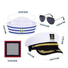 Yacht Captain Hat Sailor Ship Cap Scarf Sunglasses Sailor Hat Boat Costume For Men Women Captains Dressing up Party