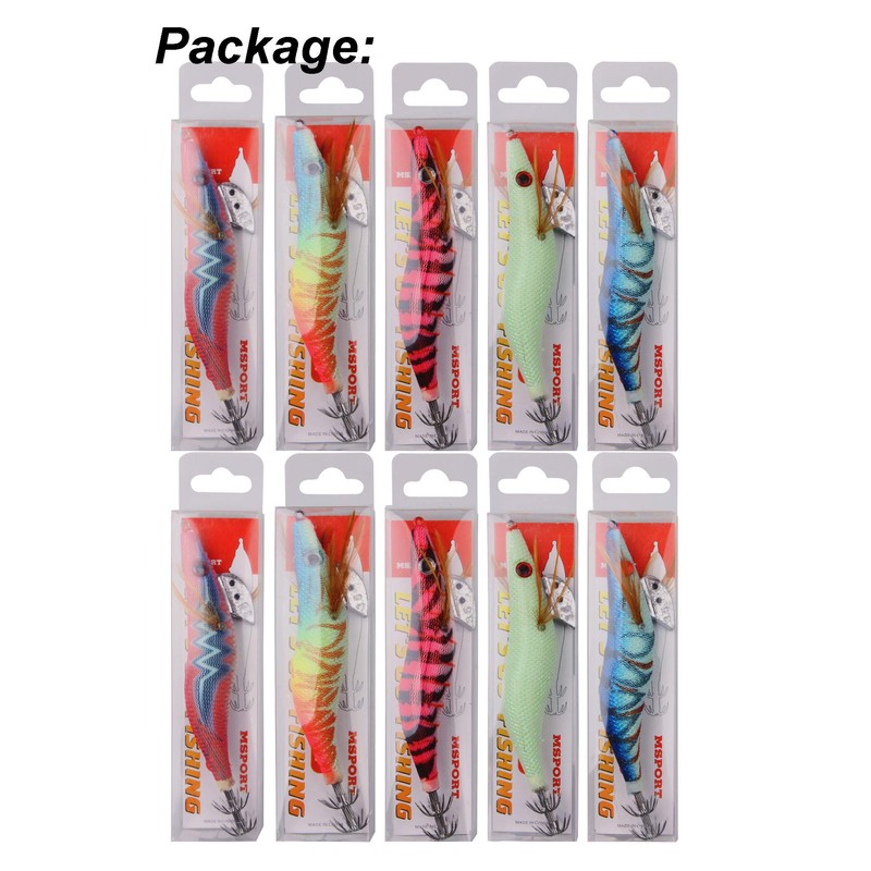 Squid Jigs Shrimp Fishing Lures Kits Squid jig Hooks Wood