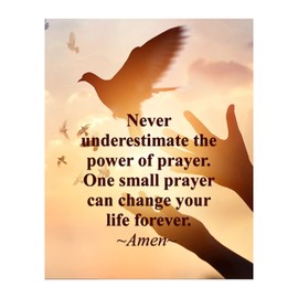 Never Underestimate The Power of Prayer- Spiritual Wall Art Decor. Religious Prayer Inspirational Wall Print. Ideal For Home Decor, Office Decor & Church Decor. Perfect Catholic Gift. Unframed-8x10"