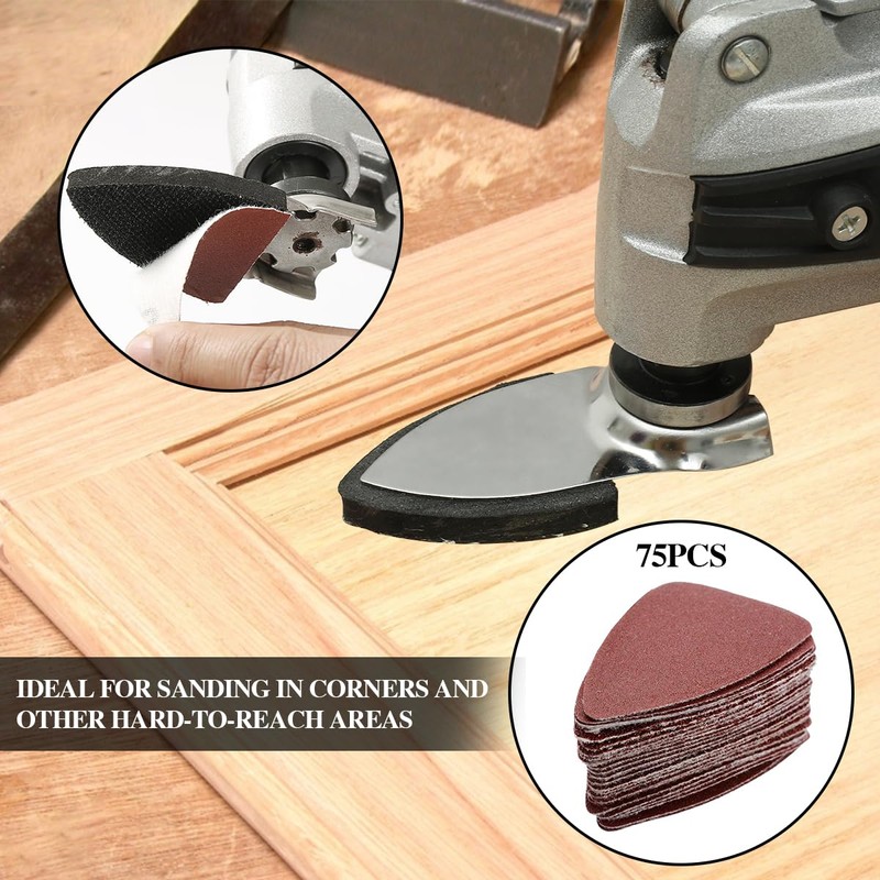156Pcs Oscillating Tool Sanding Pad Kit, 3Pcs Triangle Sanding Pads