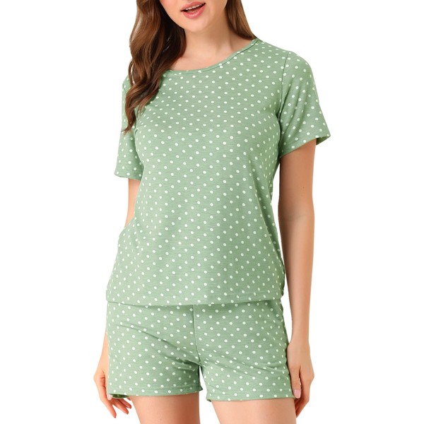 Allegra K Womens Cute Round Neck Short Sleeve Pjs Sleepwear
