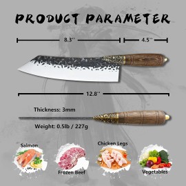 Kitory Kiritsuke Chef Knife Hand Forged Chinese Longquan Cleaver Wengewood 8.3