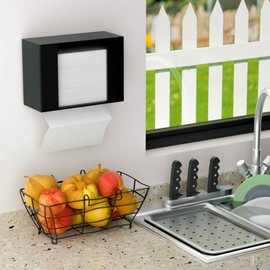HIIMIEI Acrylic Wall Mounted Paper Hand Towel Dispenser Folded Hand Towel Dispenser - Perfect for Desktop & Wall Mounted and Use for Kitchen, Countertops, Bathroom, Restaurants - Black