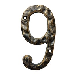 5.5 Inch Cast Iron House Numbers - Hammered Finish Mailbox Numbers - Metal Address Plaque Numerals - Weatherproof, Easy to Install, Soild Home Decor/Number 9