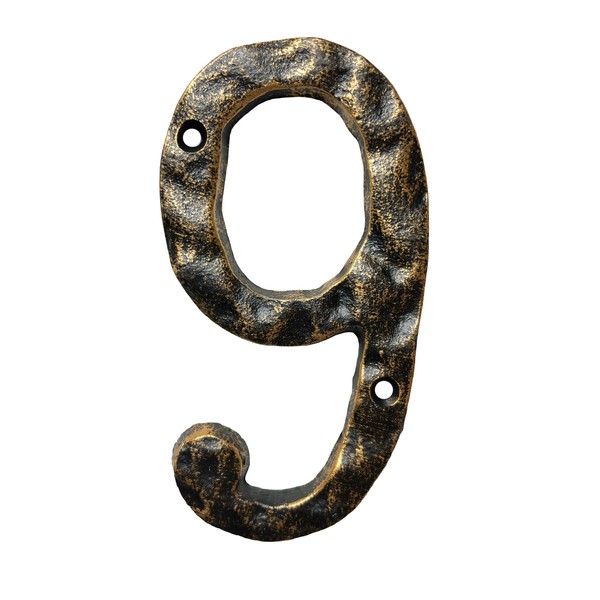 5.5 Inch Cast Iron House Numbers - Hammered Finish Mailbox