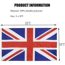 REIDFERR United Kingdom UK Flag 3x5 Ft Outdoor - Vivid Color Fade Proof Polyester British National Flags with 2 Brass Grommets (United Kingdom Flag)