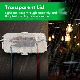 Flemoon Medium Outdoor Electrical Box Waterproof with Clear Lid, Weatherproof Extension Cord Cover for Photocell Light Sensor Timer, Power Strip, Outlet, Plug, Socket, Transparent and Almond