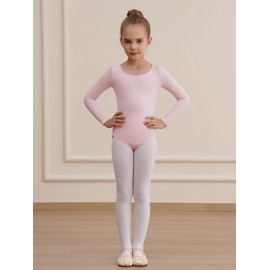 WEGETIT Long Sleeve Leotards for Girls Gymnastics Toddler Ballet Leotard Girls Dance Shirts Bodysuit (Pink,4-6Years)