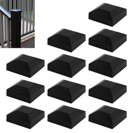 CNQLIS Aluminum Fence Post Caps 2" x 2" Black Post Caps Fence Top Caps for Wood, Metal, Mailbox, Sign Posts, Deck Railings (12 pcs)