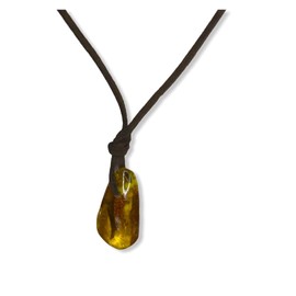 Baltic Amber Necklace Natural Amber Pendant Drilled on Leather Cord, amber, Amber