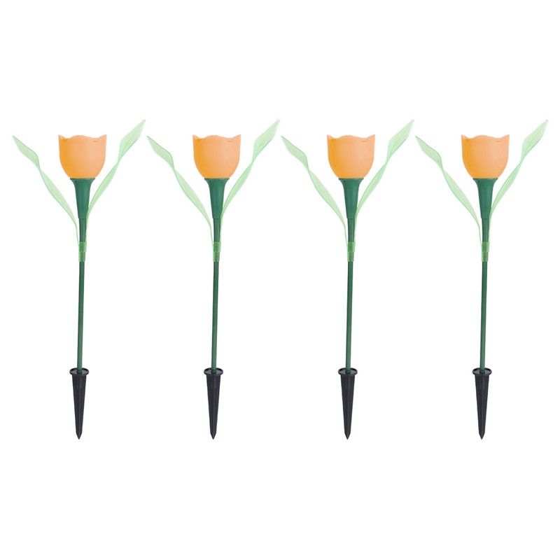 4Pcs Outdoor Solar Power Tulip LED Flower Light Waterproof Garden