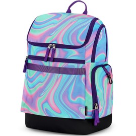 Choco Mocha Swim Backpack Girls, 35L Swimming Bag for Kids with Wet and Dry Compartments, Swim Gear Bag Fluids Purple