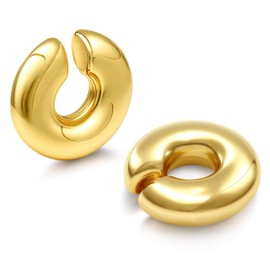 Dochais Chunky ear cuff earrings women's without ear holes fake piercings fake helix ear cuff silver for women ear cuff earrings women's gold jewellery chunky jewellery, Stainless Steel, No Gemstone