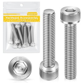 Caianwin M8 Screws 10 Pcs, DIN 912 Stainless（A2 V2A）M8 X 40 Allen Socket Head Cap Screws/Bolt, Fully Threaded Hex Head Bolts for m8 Washer & Nuts