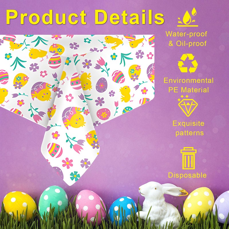 iwiio Easter Table Cloth, Easter Decorations Table Cover, Easter Plastic
