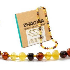 Amber Necklace Sizes 35cm - Multicolor - Natural Handmade Polished - Knotted Between Beads
