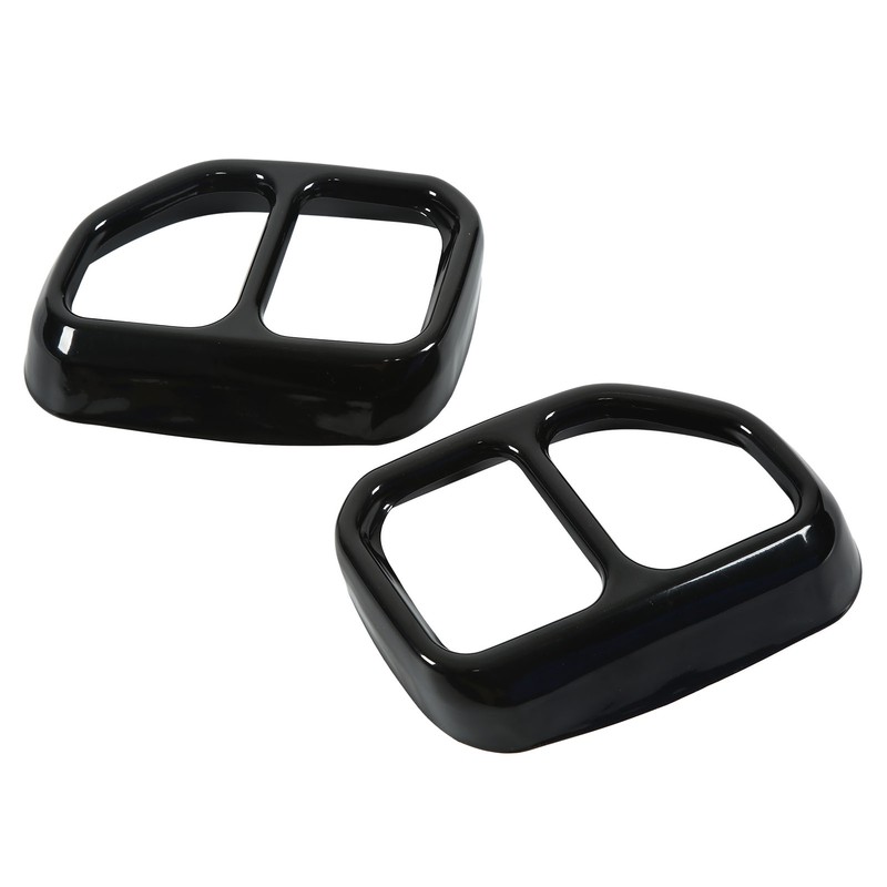 2pcs Gloss Black Car Tail Exhaust Pipe Cover Trim Stainless