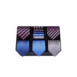 HISDERN Men's Ties Set of 5 Tie with Pocket Square Classic Elegant Wedding Silk Tie and Handkerchief for Men with Gift Box, T5-15