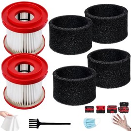 2 Pack 49-90-1900 HEPA Filter Replacement for Milwaukee M18 0780-20/0880-20 & M12 0960-20, Includes 4 Foam Sleeve Filters + 1 Brush (Not for 0882-20)