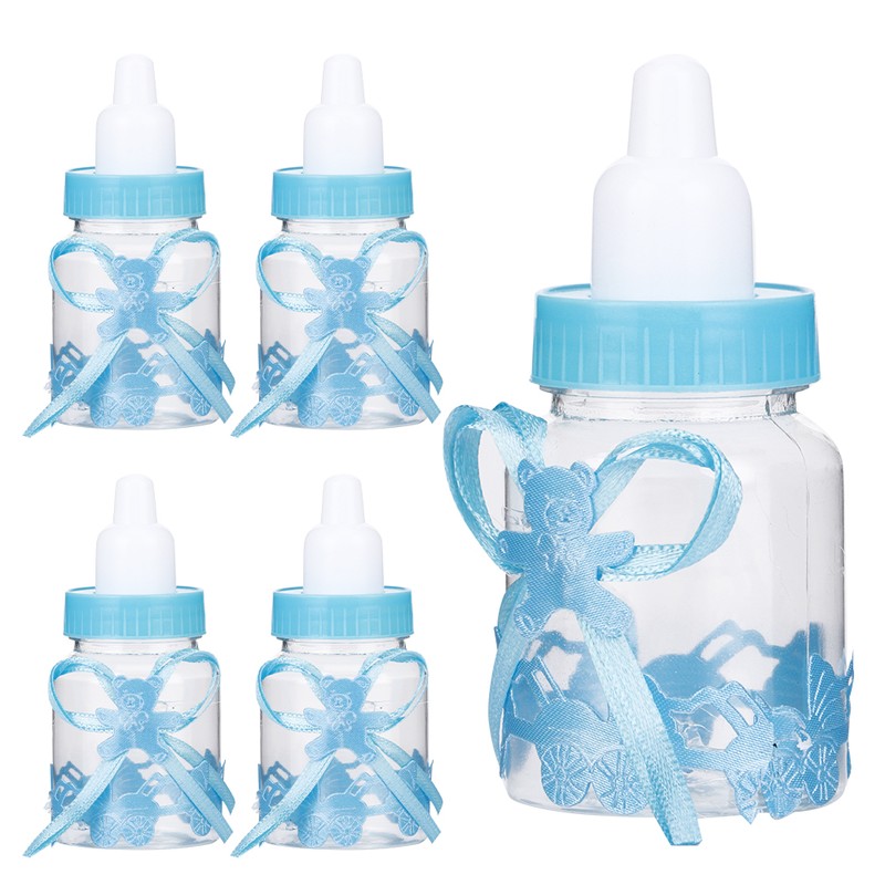 24pcs Lovely Plastic Milk Bottle Candy Box Fillable Bottle Baby