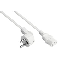 Good Connections Power Cable - 2.5 m - Earthing Contact Plug Type E+F (CEE 7/7, Angled) to C13 IEC Socket (Straight) - Copper Conductor CU - 1.00 mm² - Cold Device Cable for PC, Monitor and Much More